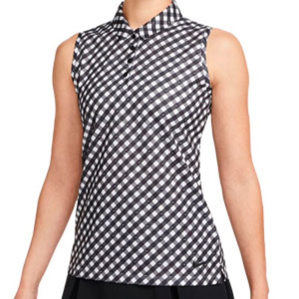 NWT Women’s XS Nike Dri-Fit Victory Golf Polo Pickleball Black White Check*SOLD*